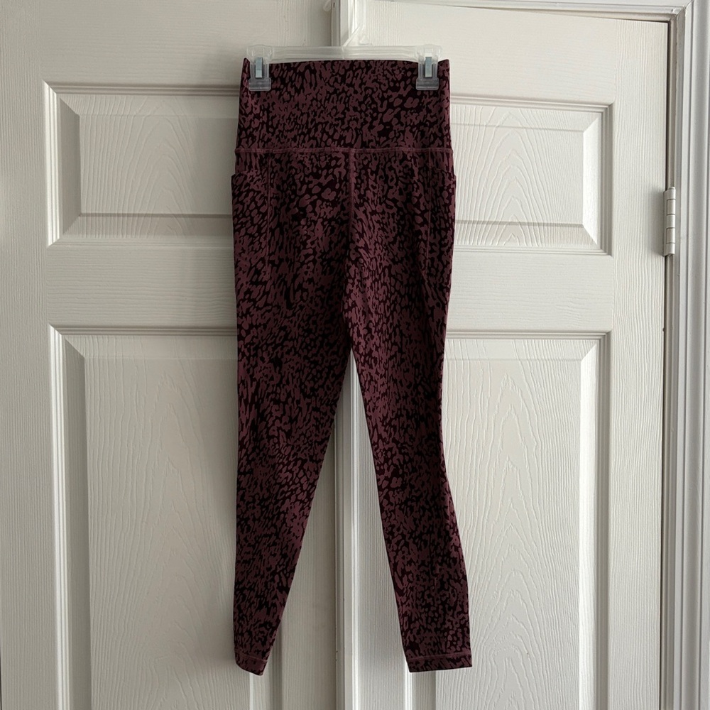 Athleta Maroon Patterned Leggings